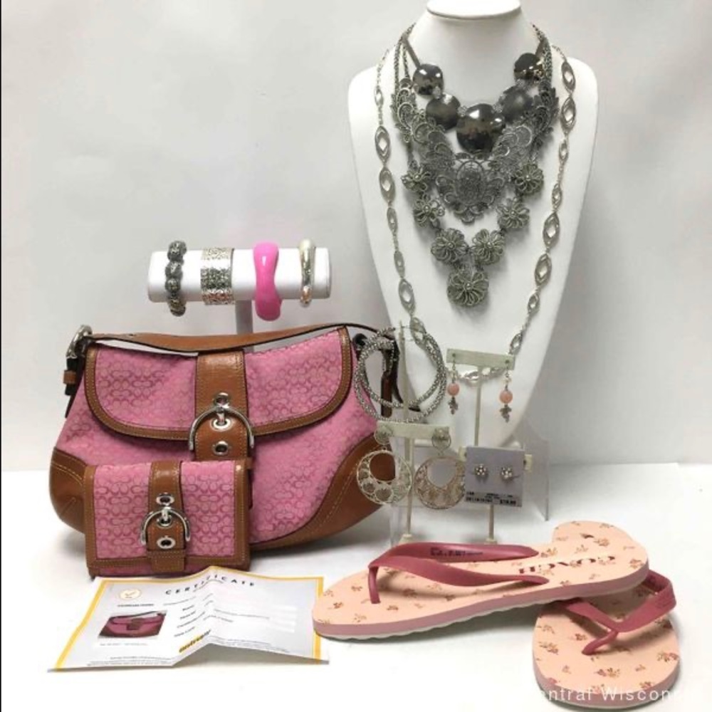 Coach Purse & Wallet , Flip Flops & Jewelry Lot